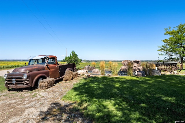 view of yard with a rural view