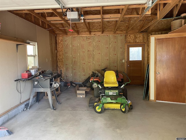 garage with a garage door opener