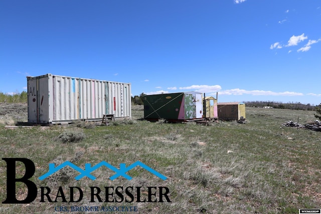 view of yard with a storage unit