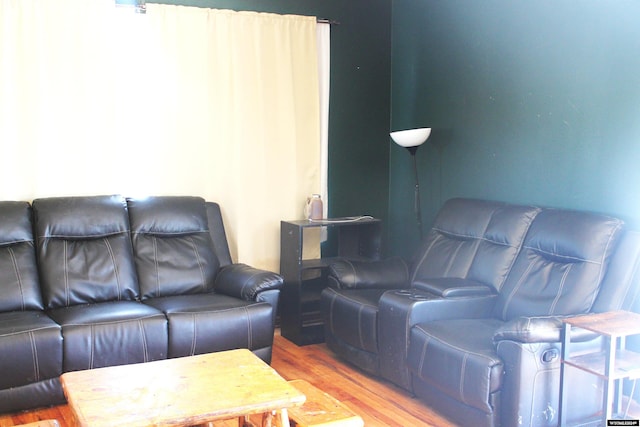 living room with hardwood / wood-style flooring