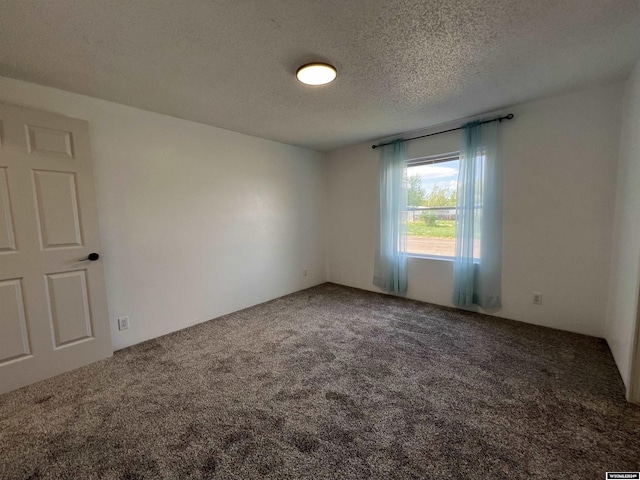 carpeted empty room featuring a textured ceiling