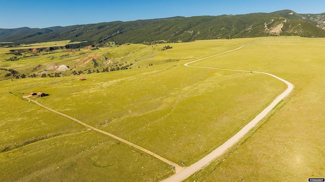 bird's eye view with a mountain view and a rural view