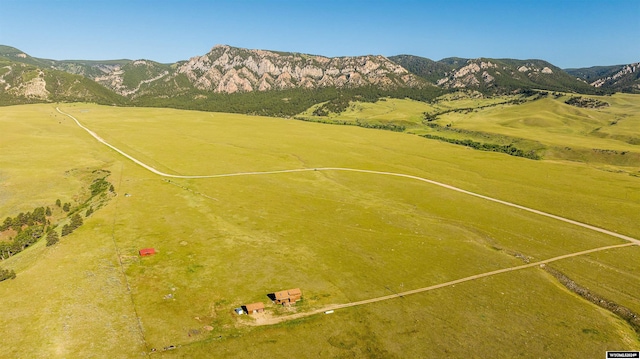 aerial view with a mountain view and a rural view