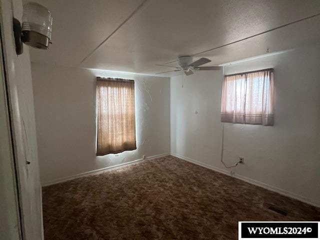 carpeted empty room featuring a wealth of natural light and ceiling fan