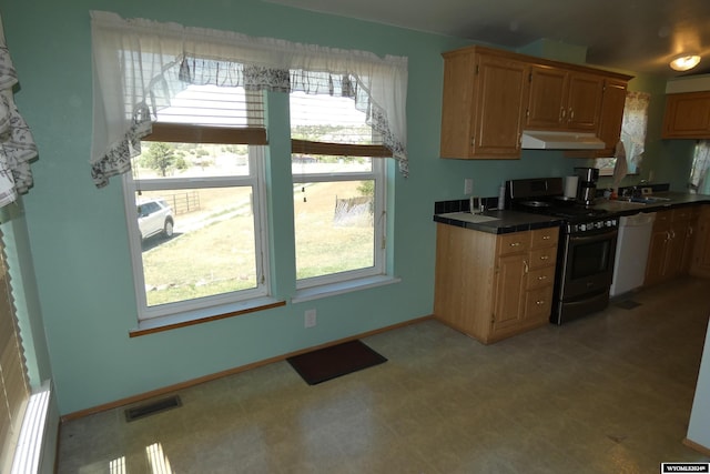 160 Pleasant Valley Rd, Hartville, WY 82215 - kitchen with dishwasher, sink, and stainless steel range oven