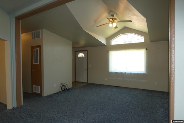 160 Pleasant Valley Rd, Hartville, WY 82215 - carpeted foyer featuring vaulted ceiling and ceiling fan