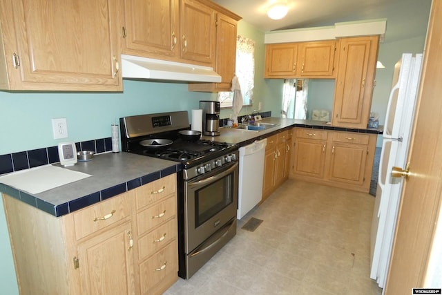 160 Pleasant Valley Rd, Hartville, WY 82215 - kitchen with sink and white appliances