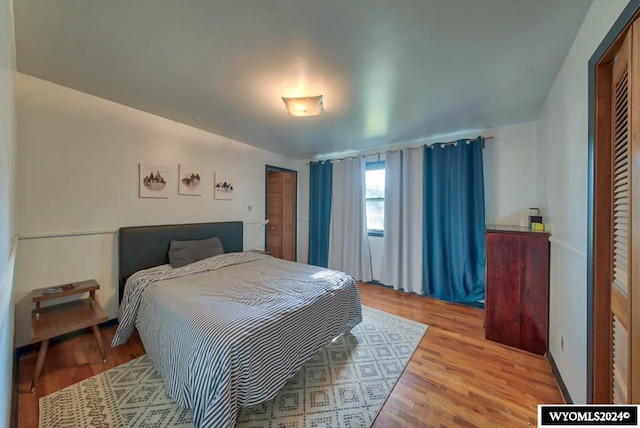 bedroom with light hardwood / wood-style floors