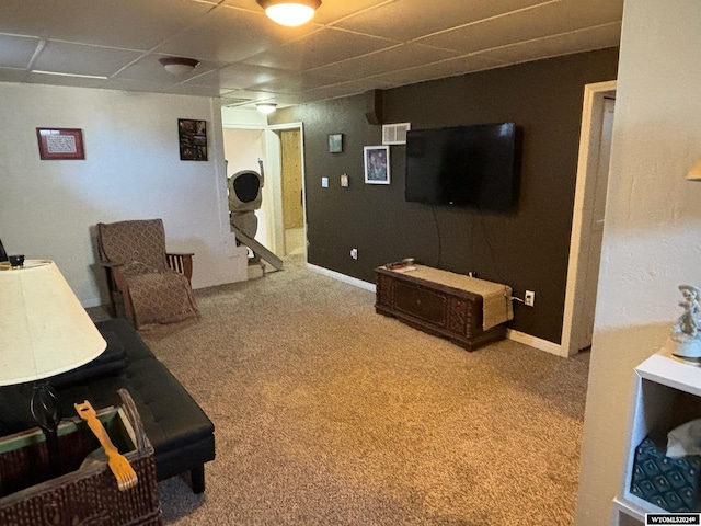 living room with carpet floors