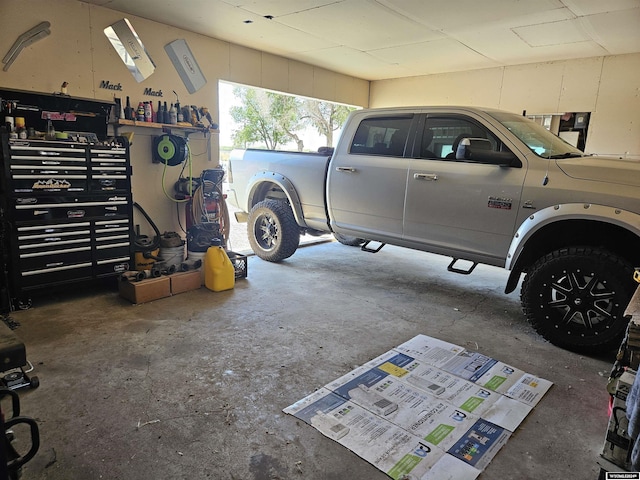 view of garage