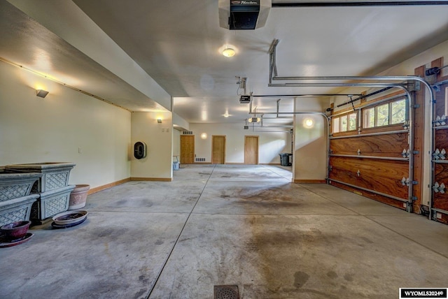 garage with a garage door opener