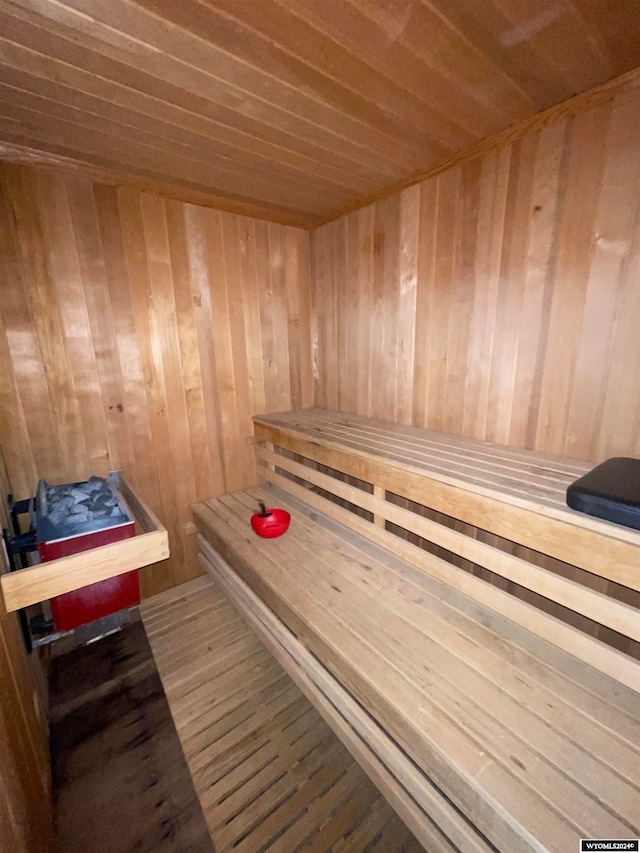 view of sauna / steam room with hardwood / wood-style floors