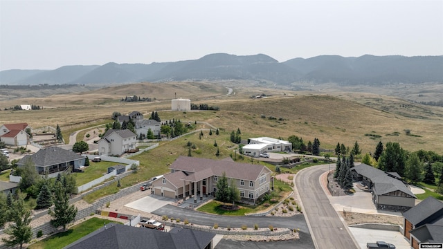 bird's eye view featuring a residential view and a mountain view