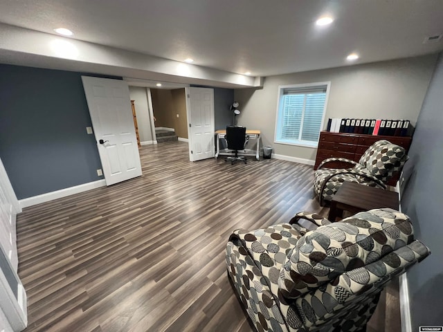 living room with hardwood / wood-style floors