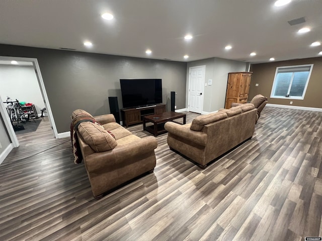 living room with hardwood / wood-style floors