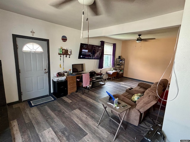 foyer featuring hardwood / wood-style floors and ceiling fan