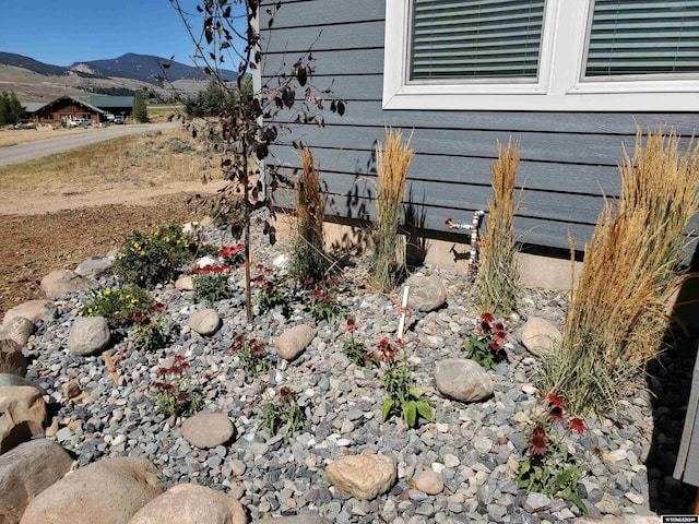 exterior details featuring a mountain view