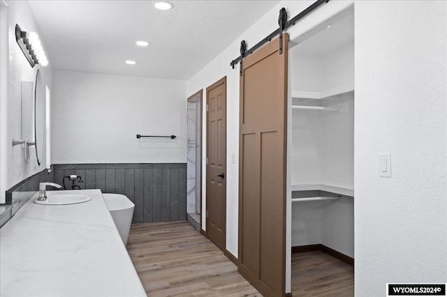 bathroom featuring sink and hardwood / wood-style flooring