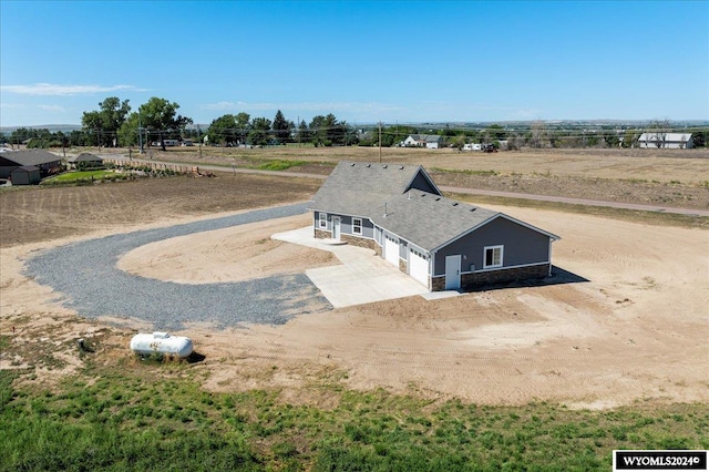 drone / aerial view with a rural view