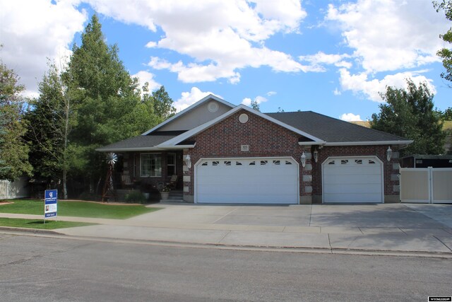 single story home with a garage