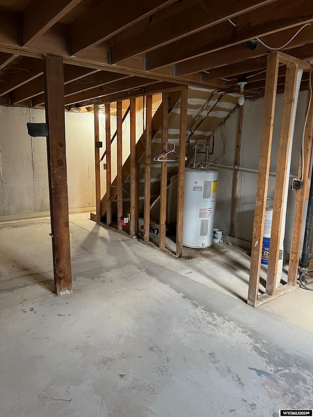 basement with water heater