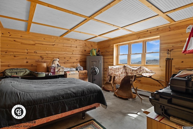 bedroom with coffered ceiling