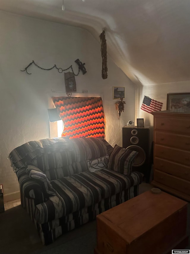 living room with vaulted ceiling