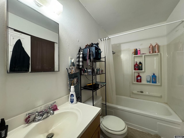 full bathroom featuring vanity, toilet, and shower / bath combo