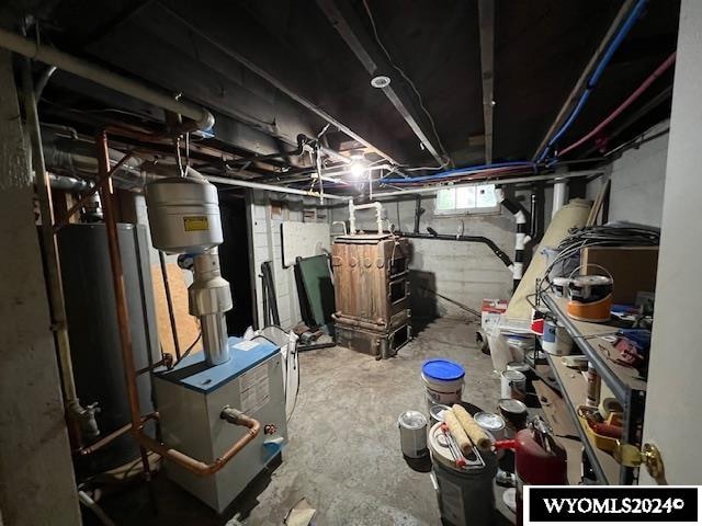 basement with gas water heater