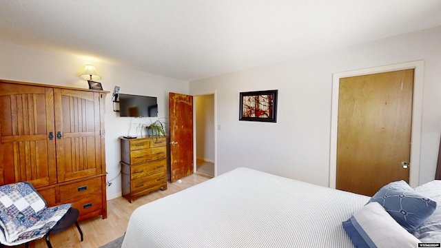 bedroom with light hardwood / wood-style floors