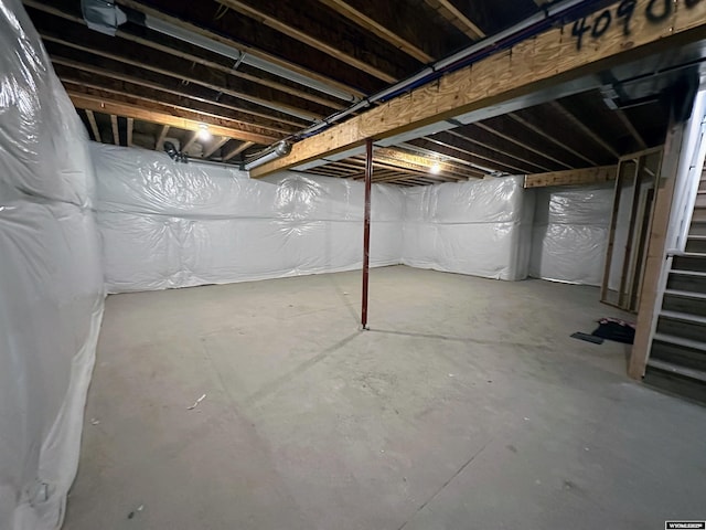 view of unfinished basement