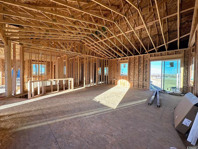 miscellaneous room featuring vaulted ceiling