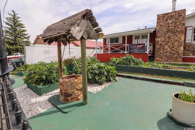 view of patio featuring a wooden deck