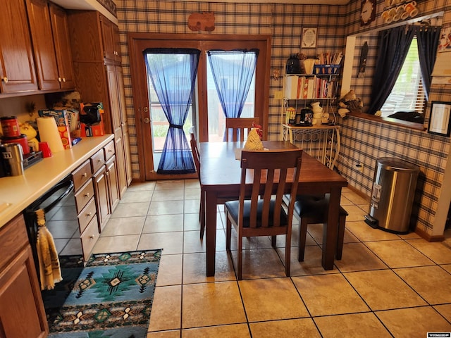 view of tiled dining space