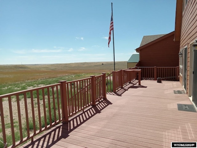 deck featuring a rural view