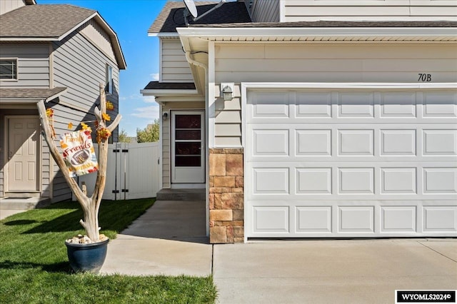 exterior space featuring a garage