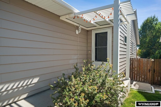 exterior space featuring a pergola