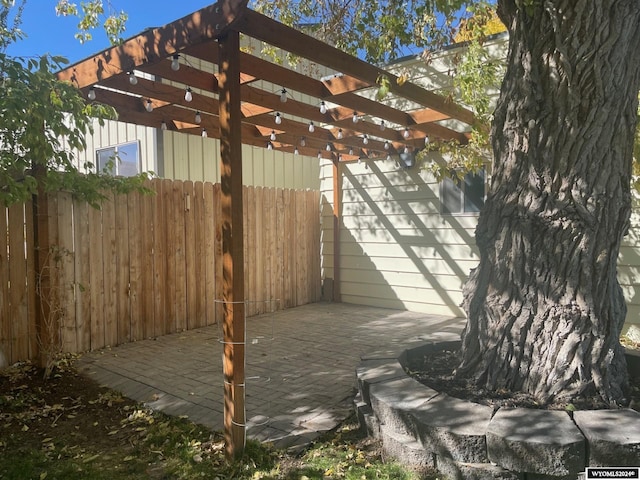 view of patio / terrace featuring a pergola