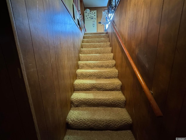 stairs with wooden walls