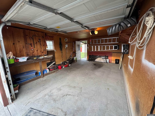 garage with a garage door opener