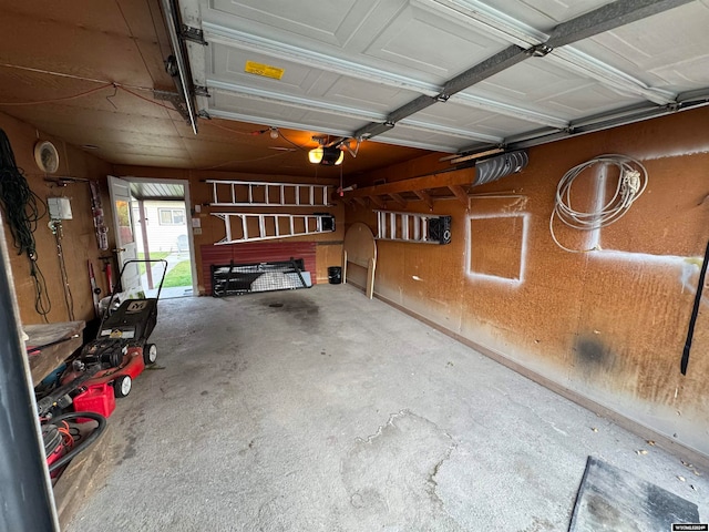 garage with a garage door opener