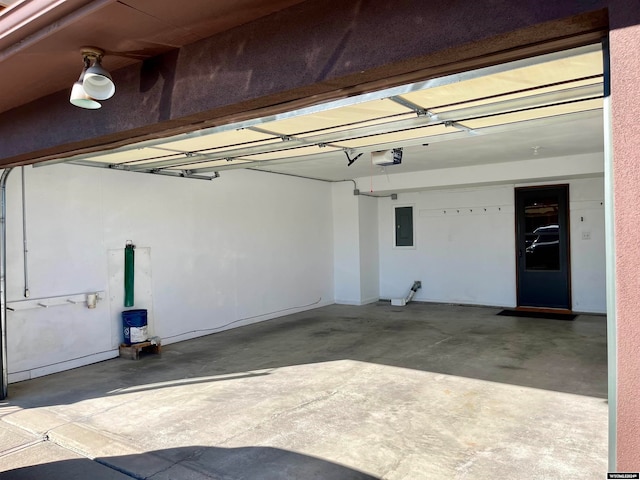 garage with a garage door opener