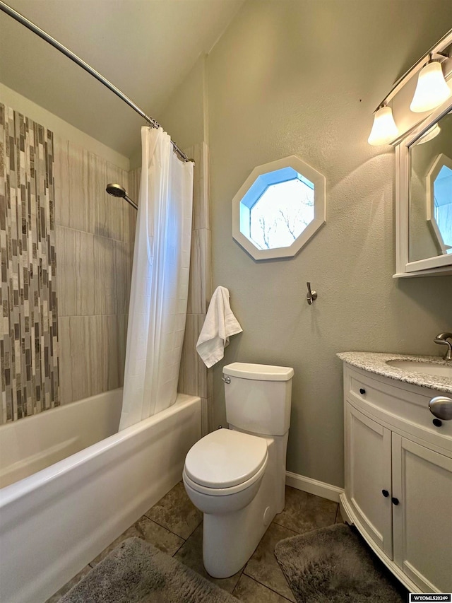 36 County Road 211, Riverside, WY 82325 - full bathroom with toilet, shower / bath combo, vanity, and tile patterned floors