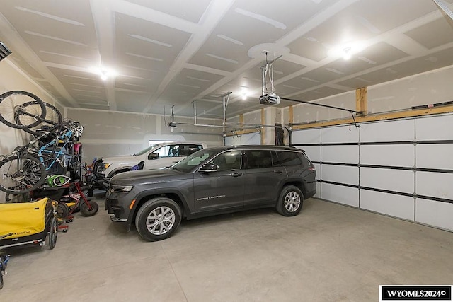 garage with a garage door opener