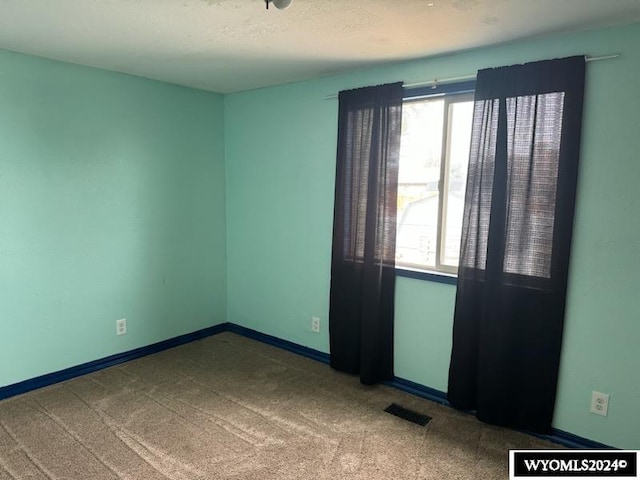 unfurnished room featuring a textured ceiling, carpet flooring, and plenty of natural light