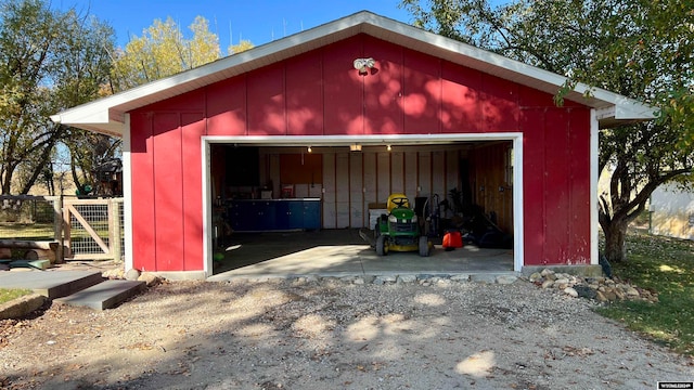 view of outbuilding with a garage