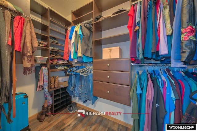 walk in closet featuring hardwood / wood-style floors