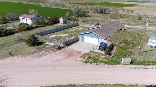 bird's eye view featuring a rural view