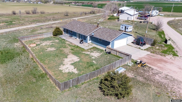 aerial view featuring a rural view