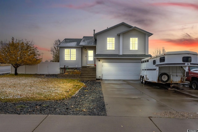 tri-level home with a garage